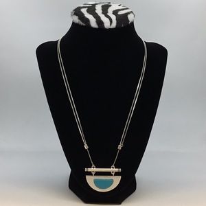 NWT Madewell Turquoise Onyx Silver Amulet Necklace